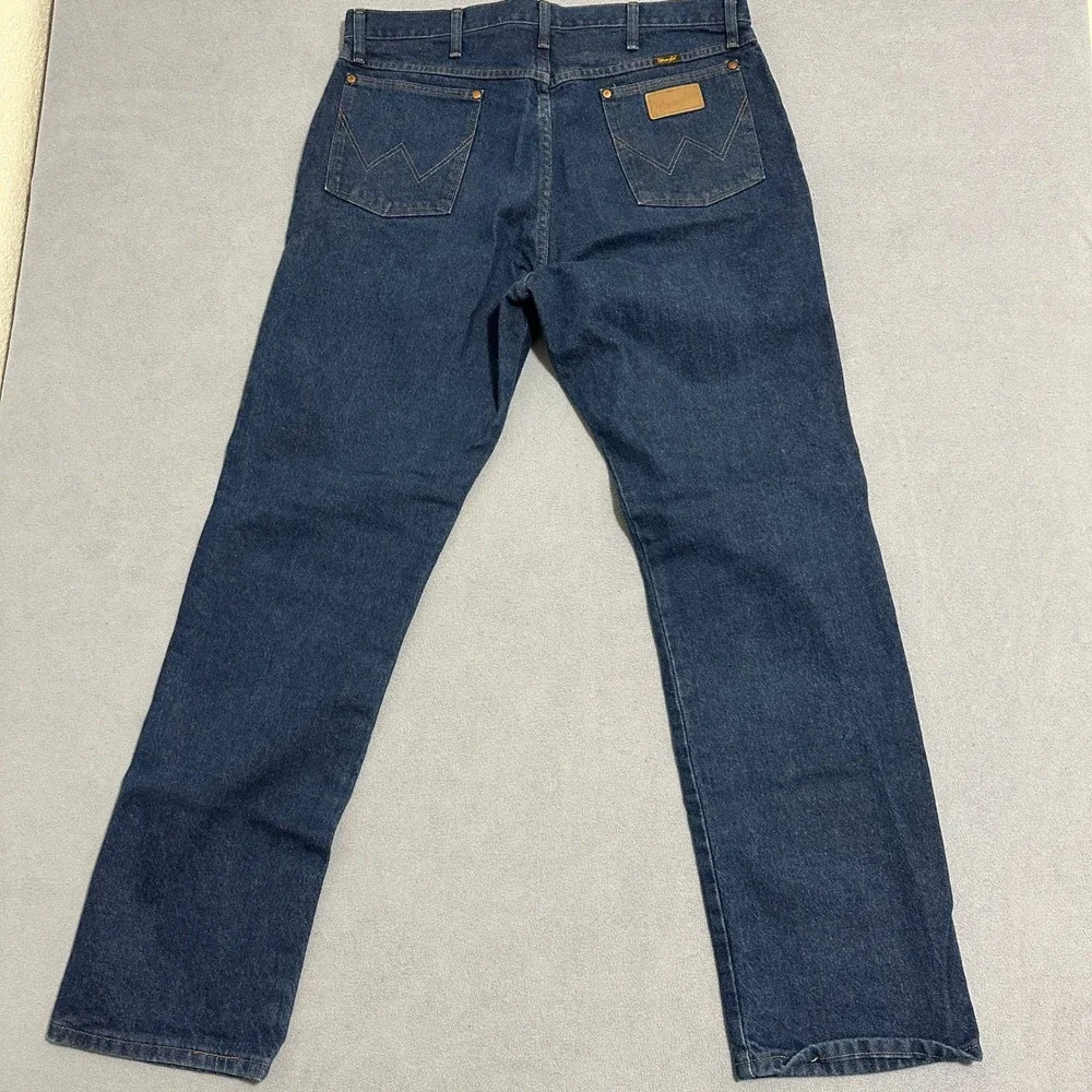 Wrangler Straight Leg Jeans Denim Mid-Rise Stretch Blue Mens Size W38 x L34